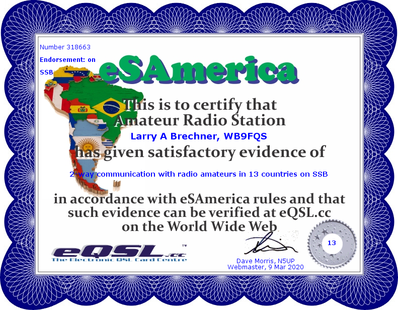 eSouth America Certificate